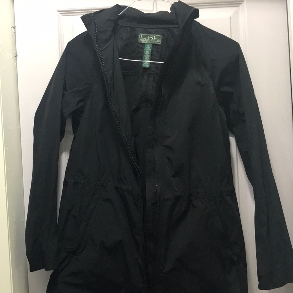 RALPH LAUREN BLACK RAINCOAT